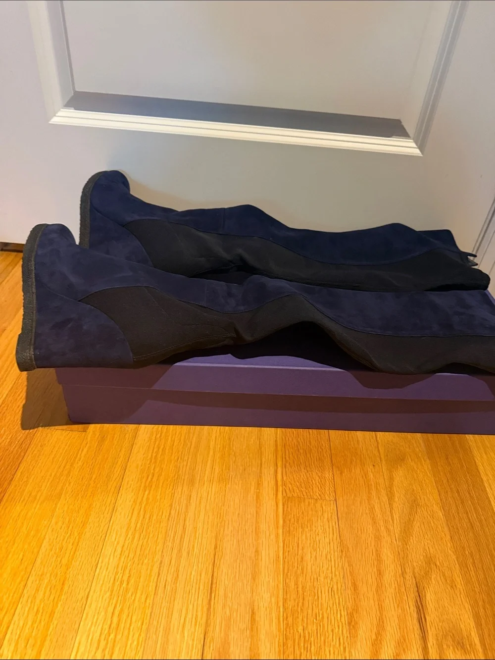 Stuart Weitzman Navy Suede Over-the-Knee Boots